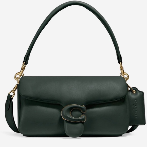 SOLD‼️COACH Pillow Tabby 26 Brass/Amazon Green Shoulder Bag $550 - Picture 1 of 16